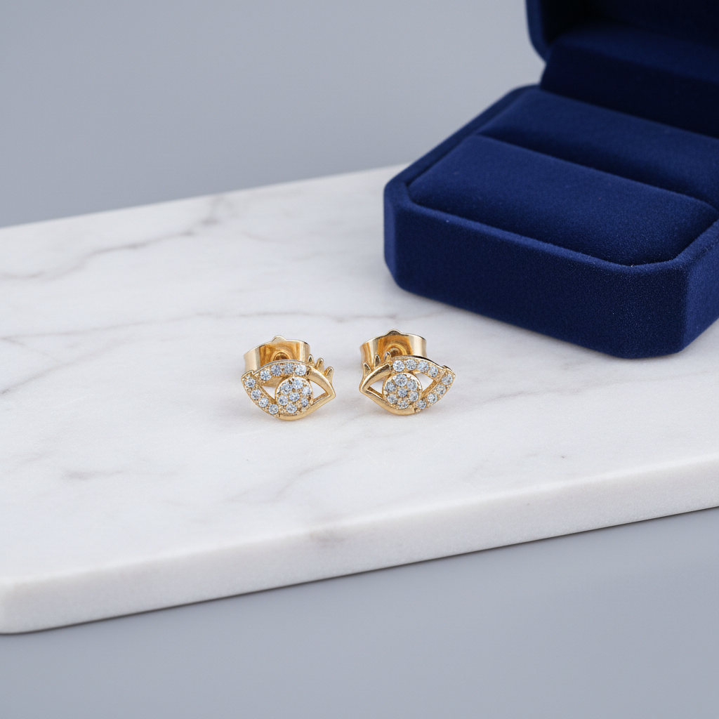 Evil Eye Crystal Stud Earrings