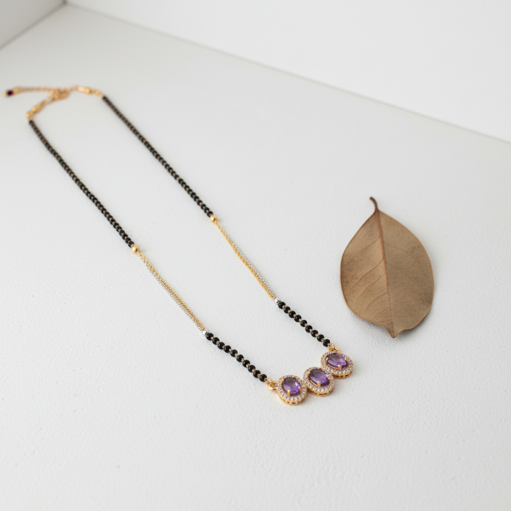 Royal Triple Amethyst Stone Mangalsutra