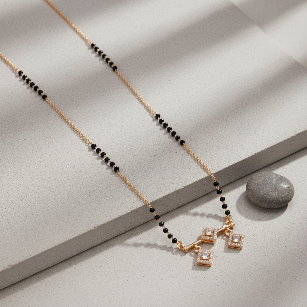 Trio Square Diamond-Style Mangalsutra