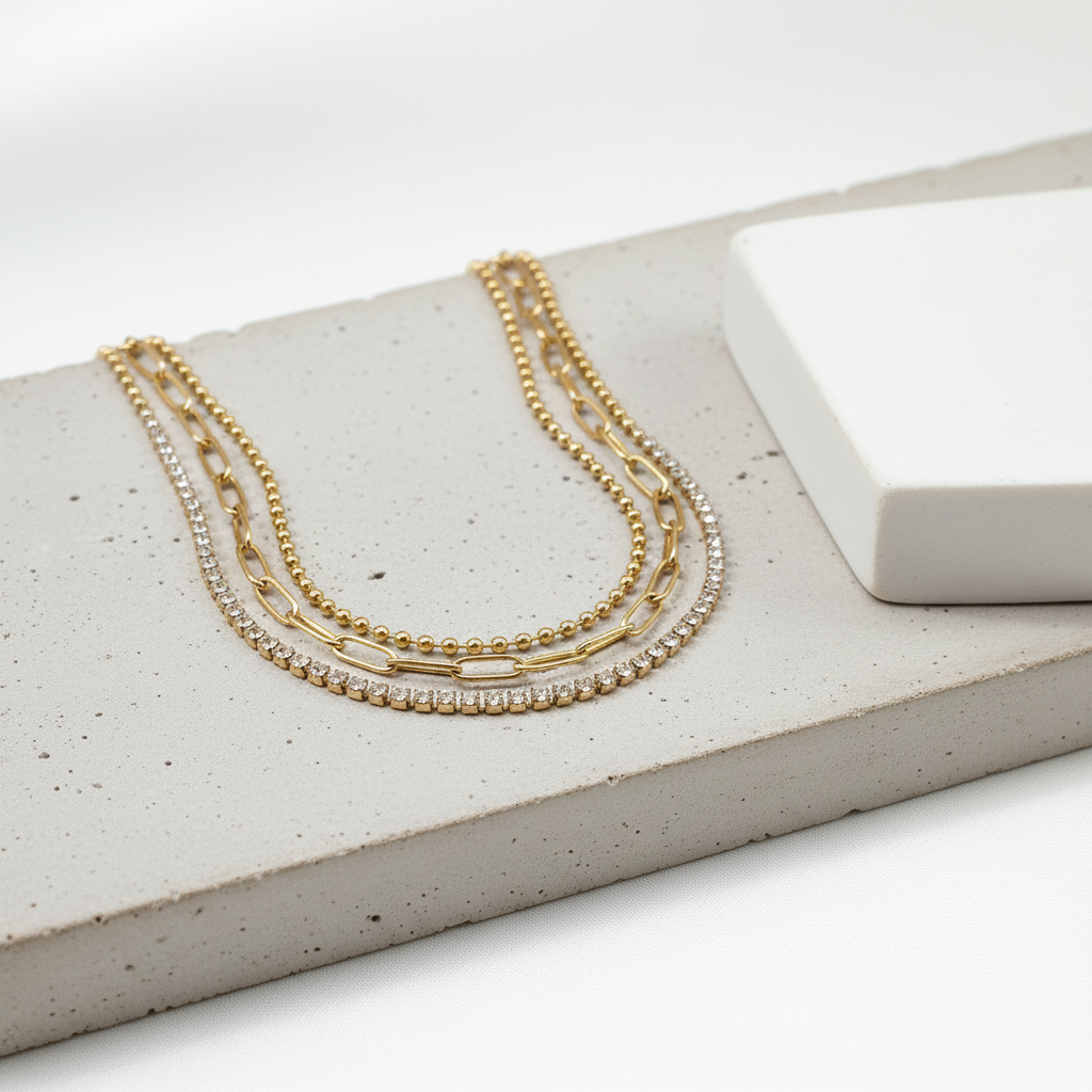 Luxe Trio Layered Gold Bracelet Set