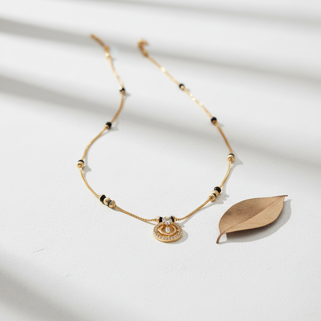 Radiant Aura Gold Plated Dual Ring Mangalsutra