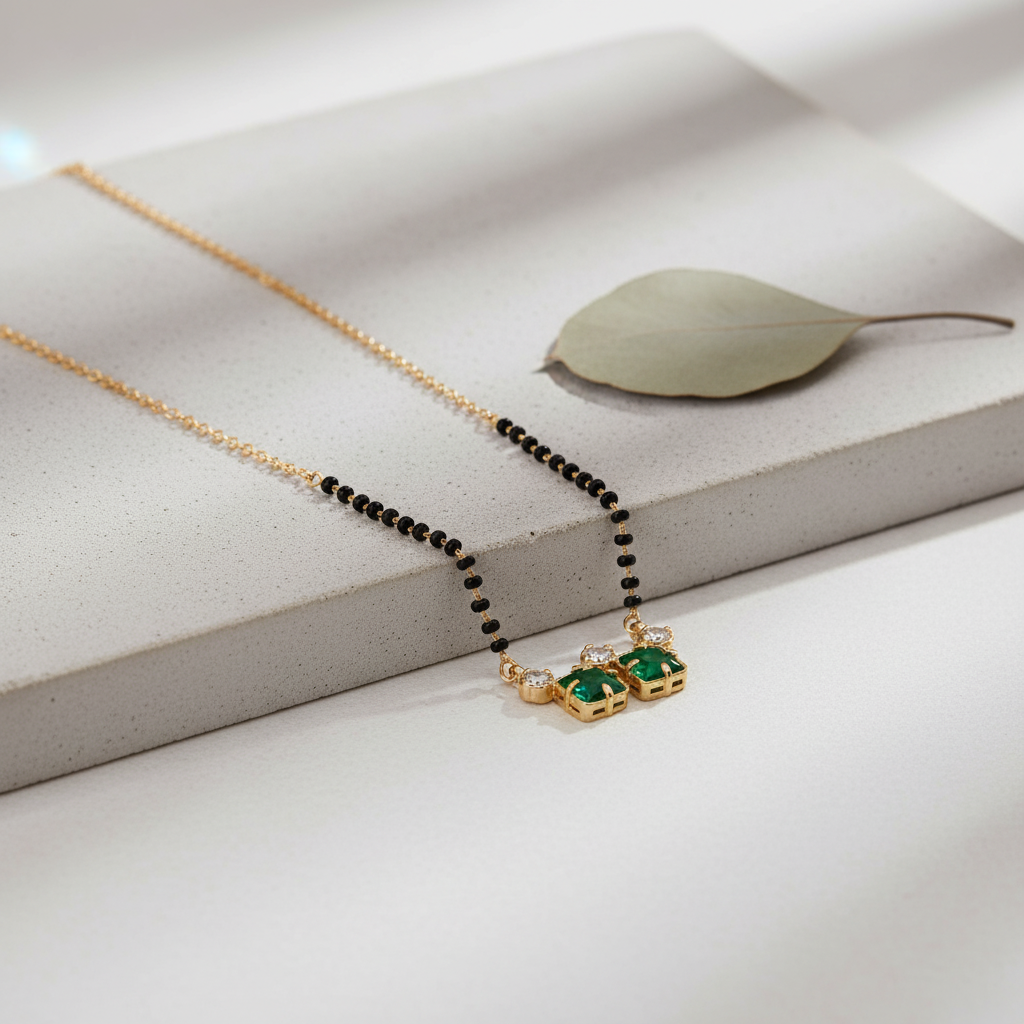 Emerald Twin Stone Mangalsutra