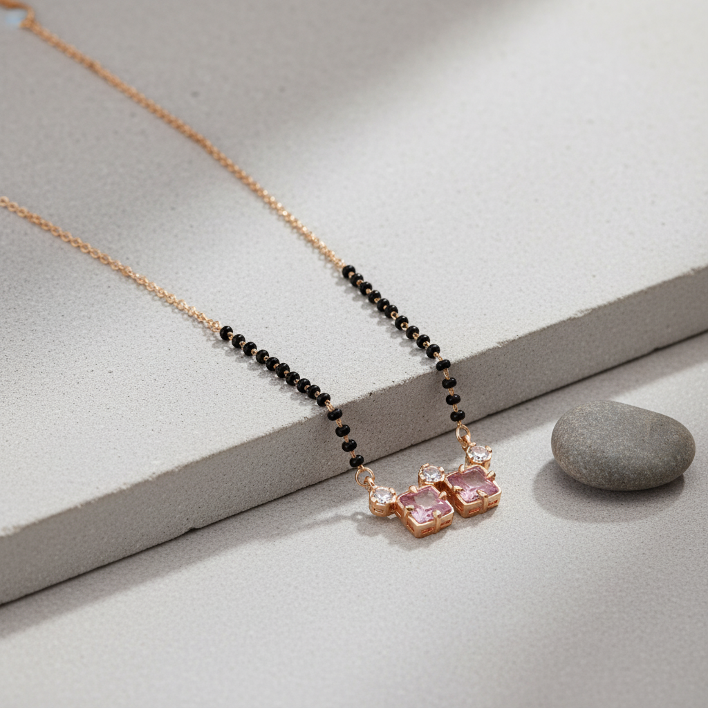 Blush Square Stone Mangalsutra