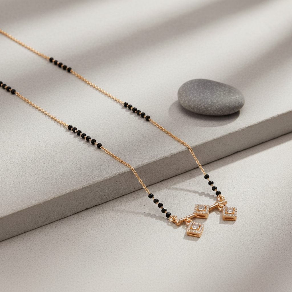 Trio Square Diamond-Style Mangalsutra