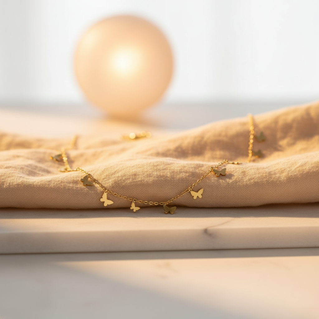 Golden Flutter Necklace – Minimal Butterfly Chain
