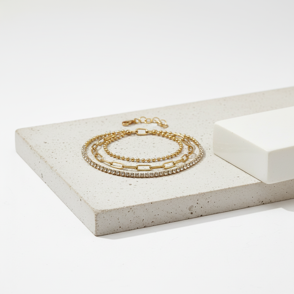 Luxe Trio Layered Gold Bracelet Set